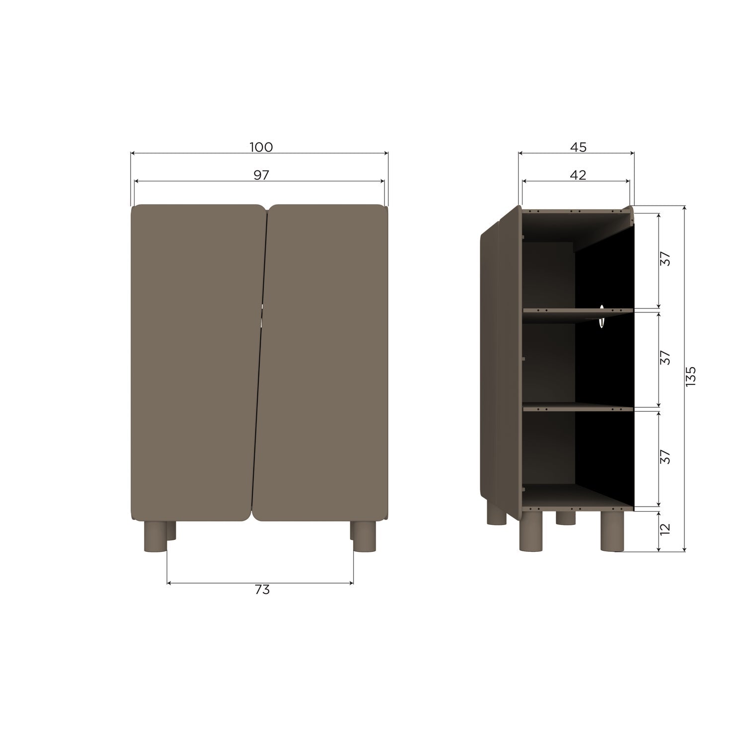Root Truffle Brown 2 Doors Cabinet