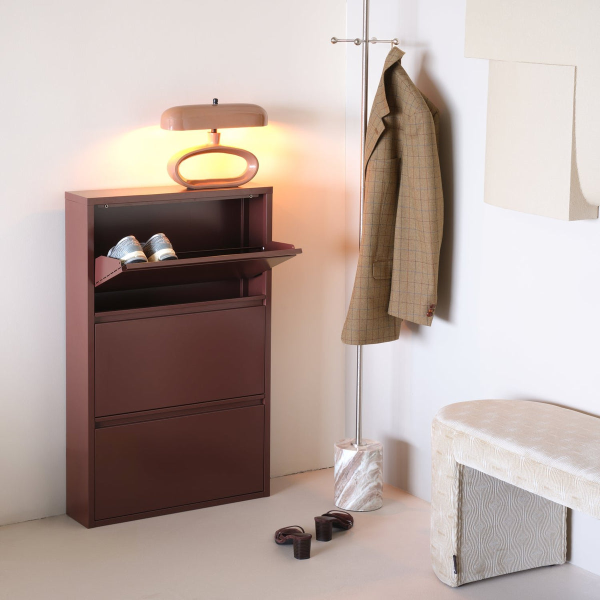 Sabine 3 Compartment Shoe Cabinet