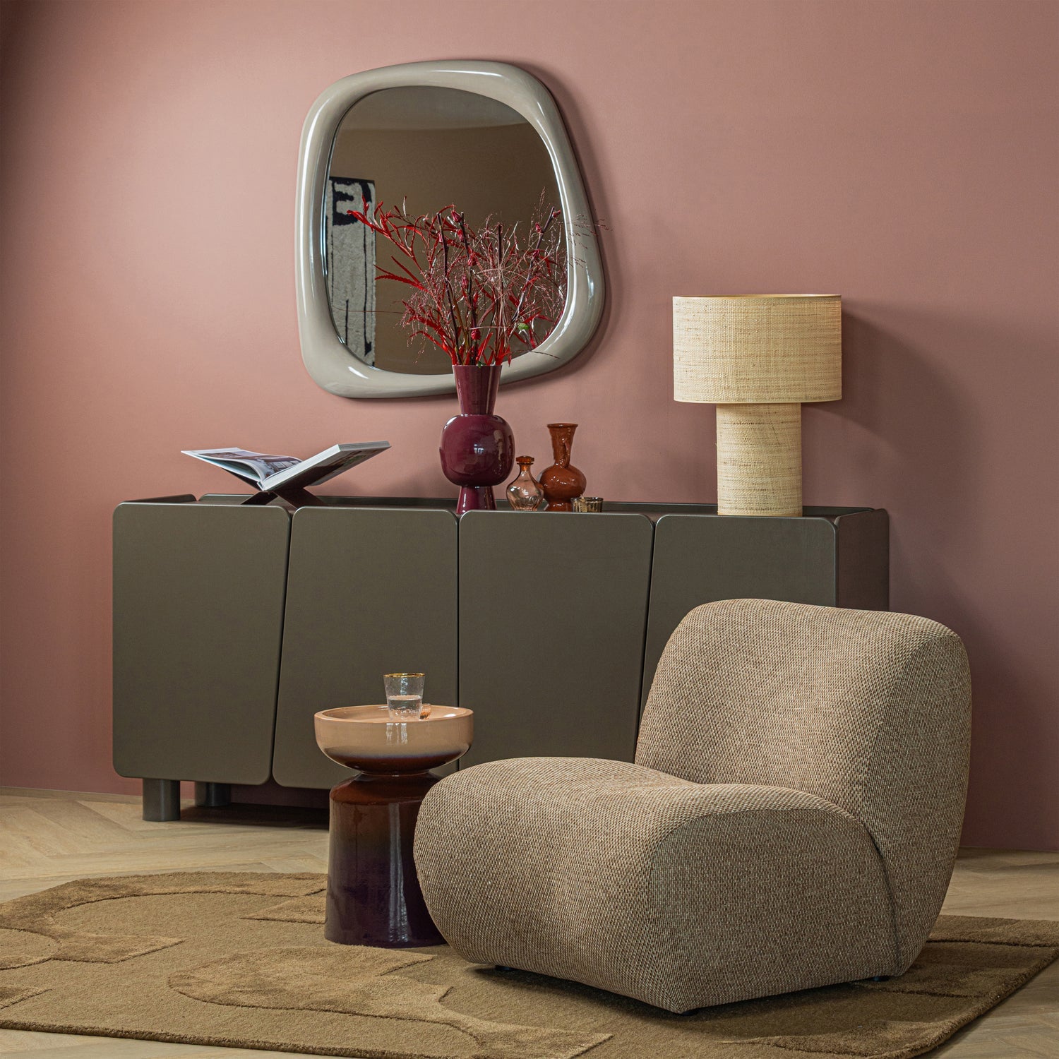 Tumo Purple/Brown Decorative Side Table