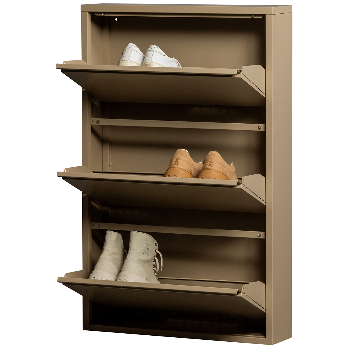 Sabine Metal 3 Compartment Shoe Cabinet - WOO .Design