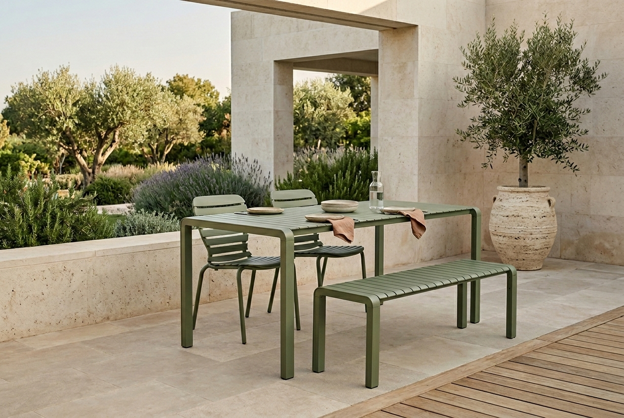 Vondel 168.5 Garden Table Set with Chair and Bench