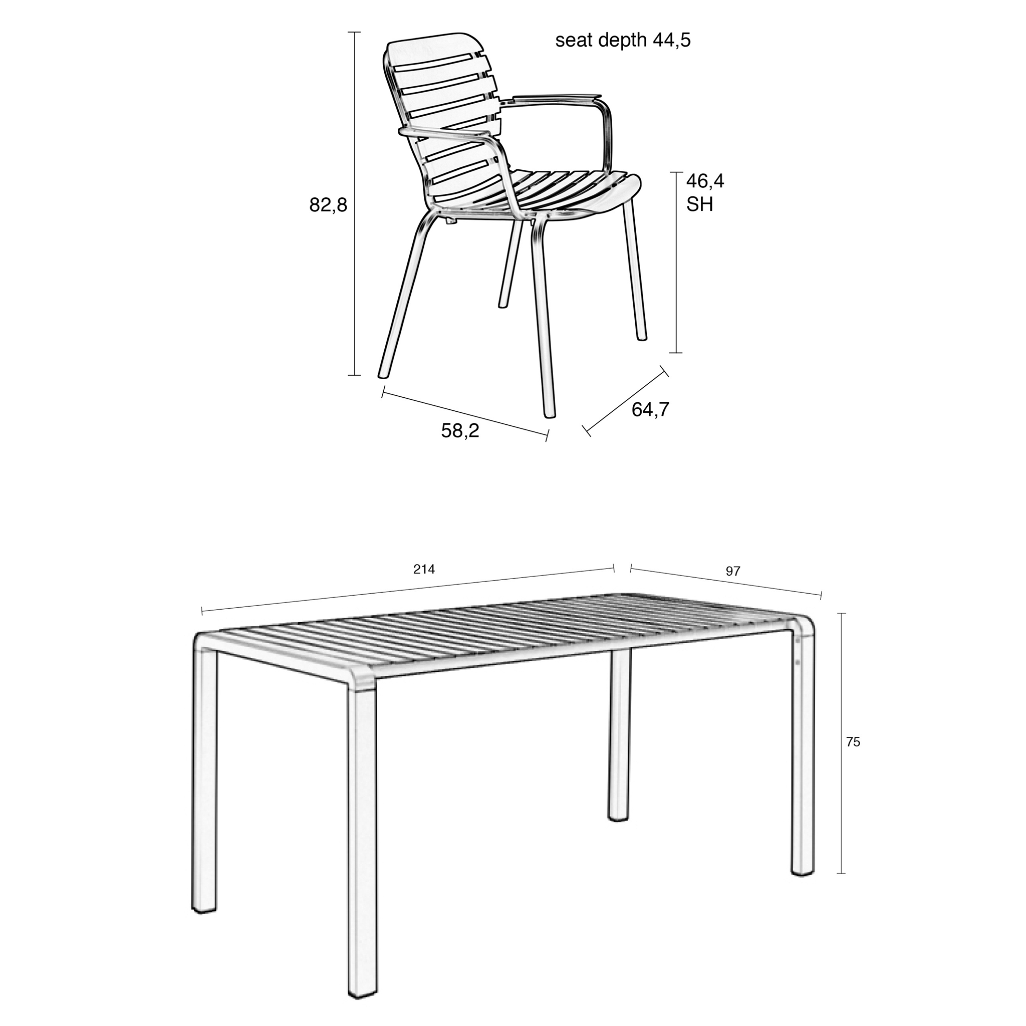 Vondel 214 Garden Table Set with Armchair