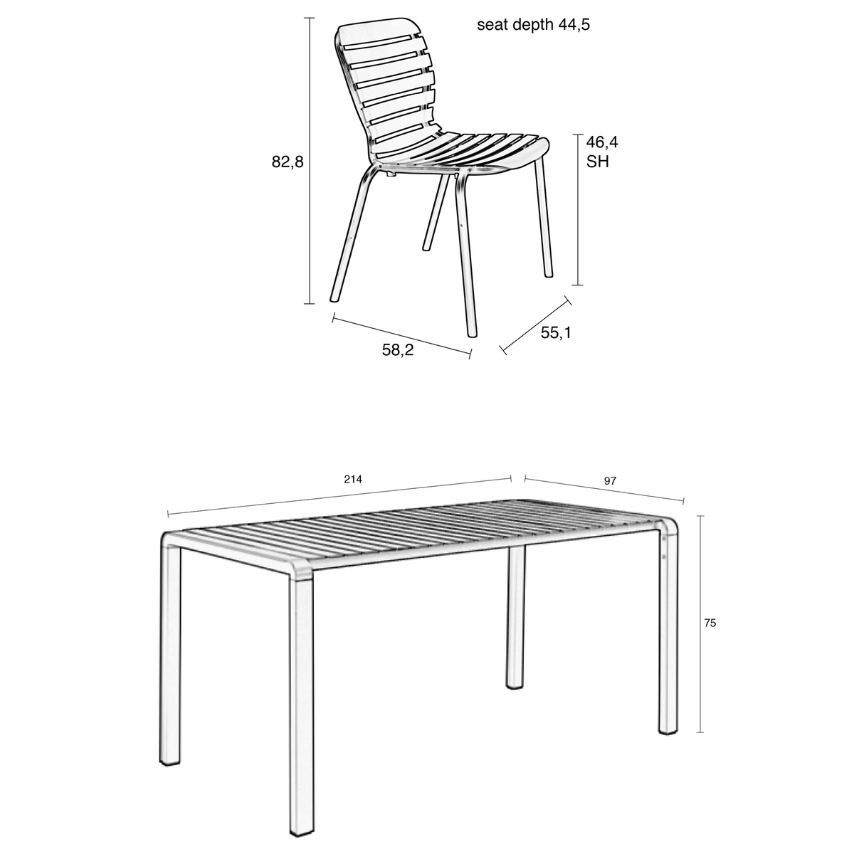 Vondel 214 Garden Table Set with Chair