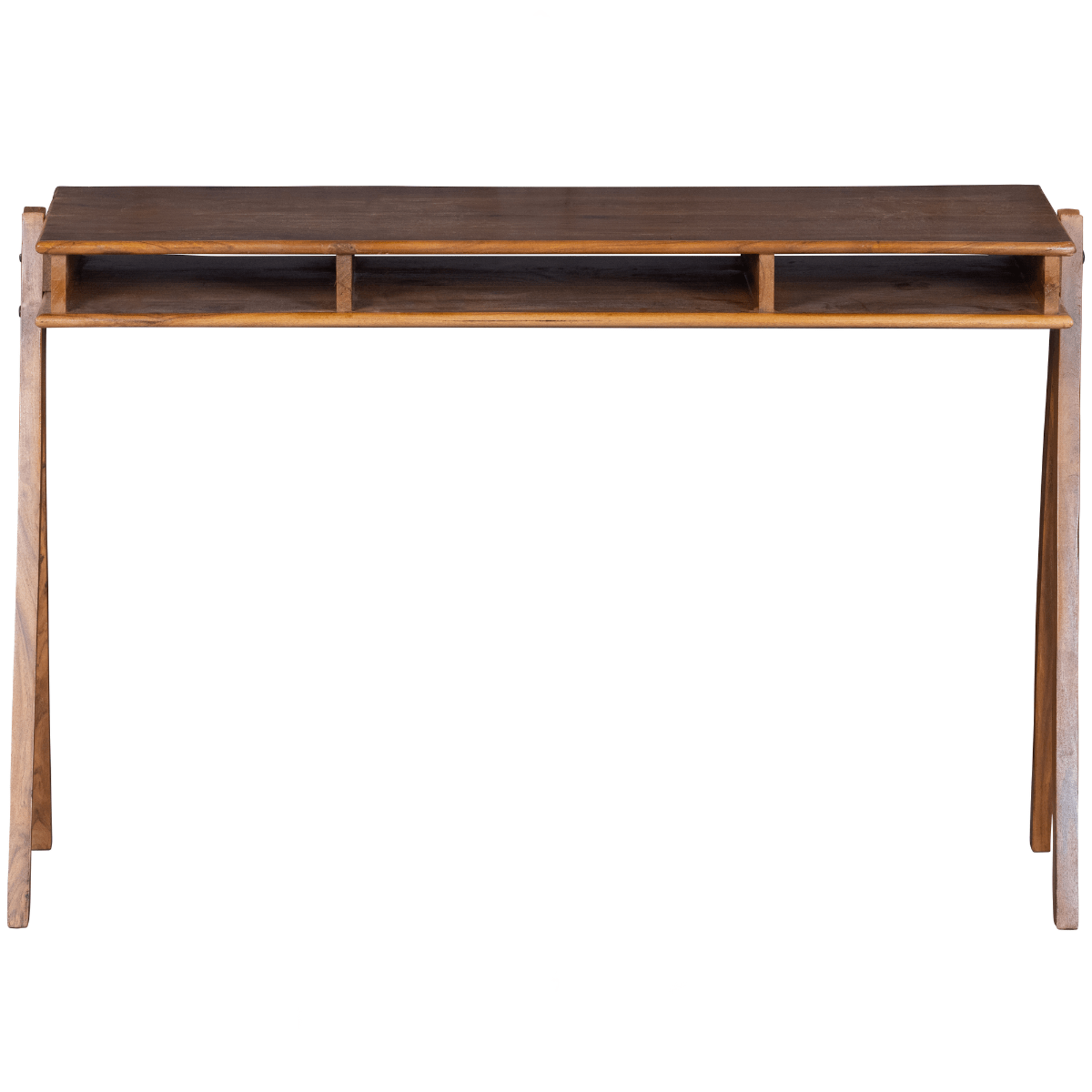 Compartment Brown Acacia Wood Desk