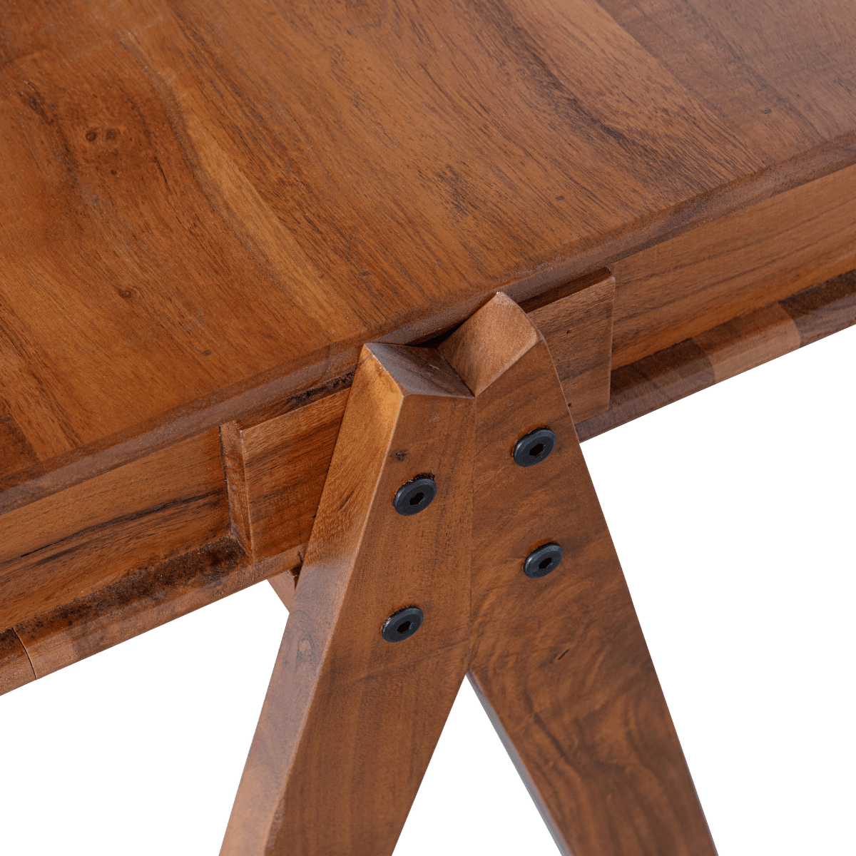 Compartment Brown Acacia Wood Desk