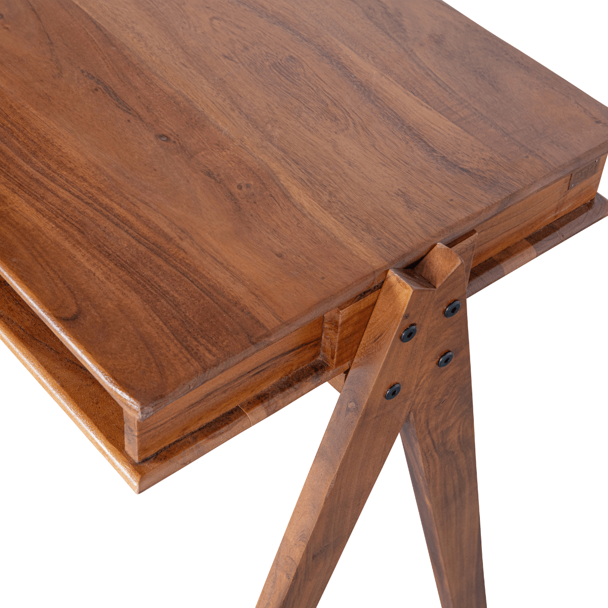 Compartment Brown Acacia Wood Desk