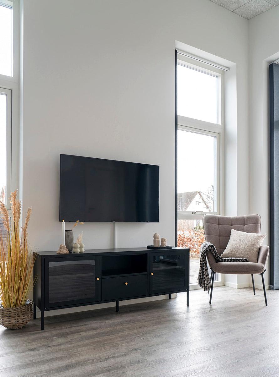 Dalby Black Steel/Glass TV Bench - WOO .Design