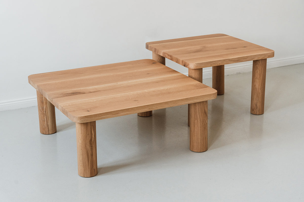Rollo Oak Wood Coffee Table Set