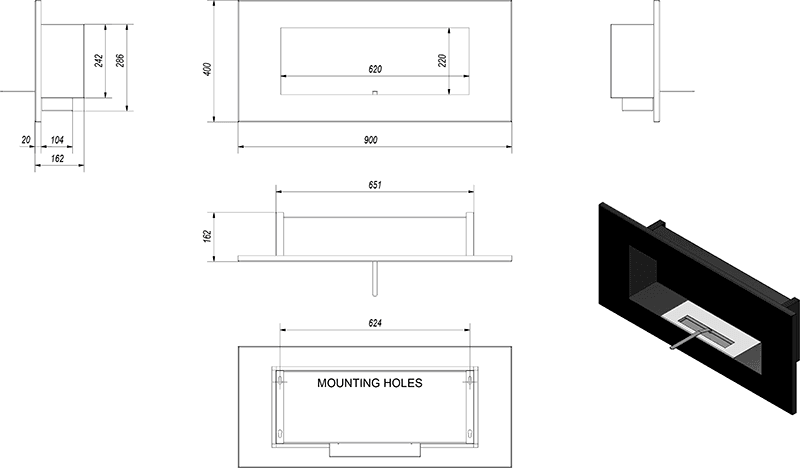 Delta 2 Black Bio Fireplace
