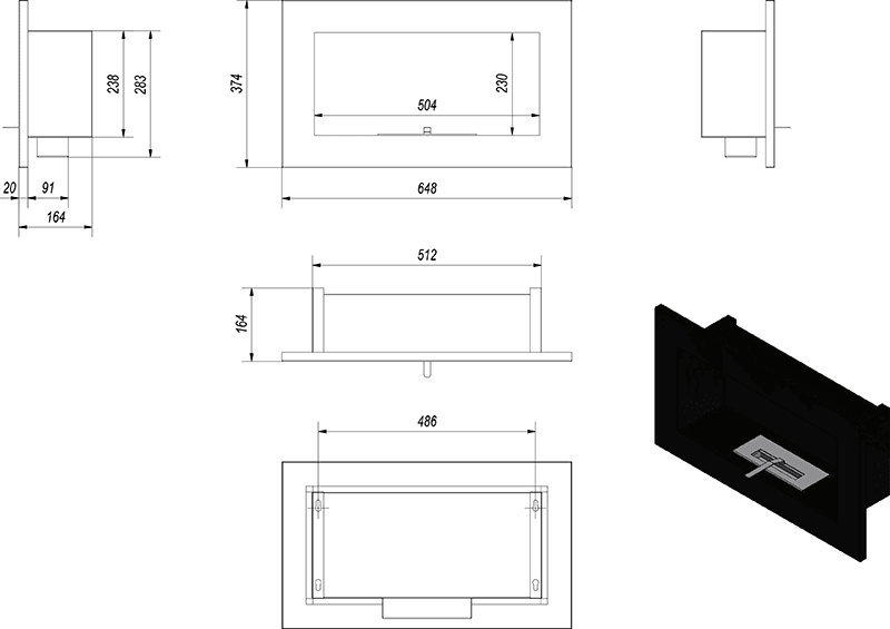 Golf Black Bio Fireplace