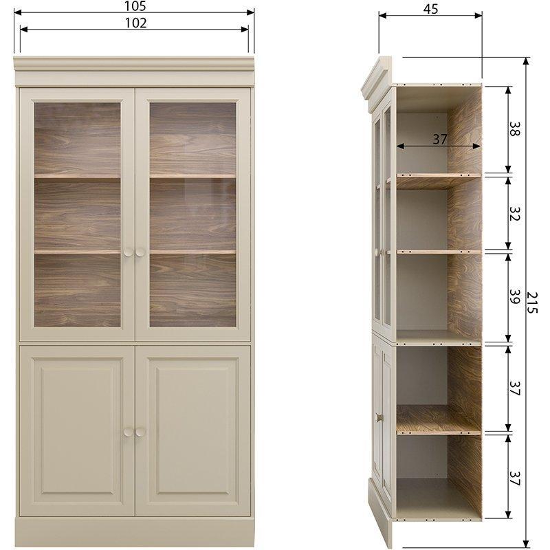 Chow Beige Pine Wood 4 Door Cabinet