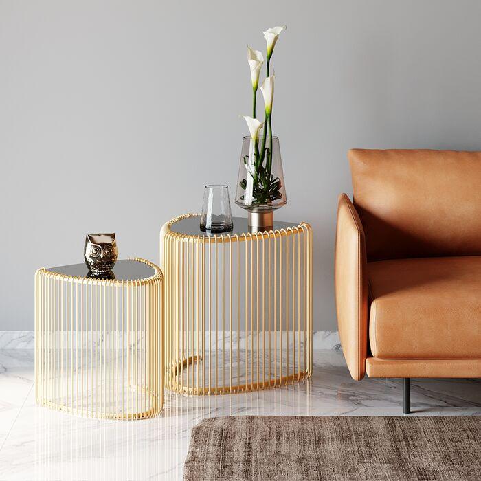 Wire Glass Triangle Side Table (2/Set) - WOO .Design