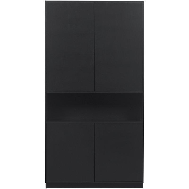 Finca Deep Black Pine Wood Storage Cabinet 110 cm