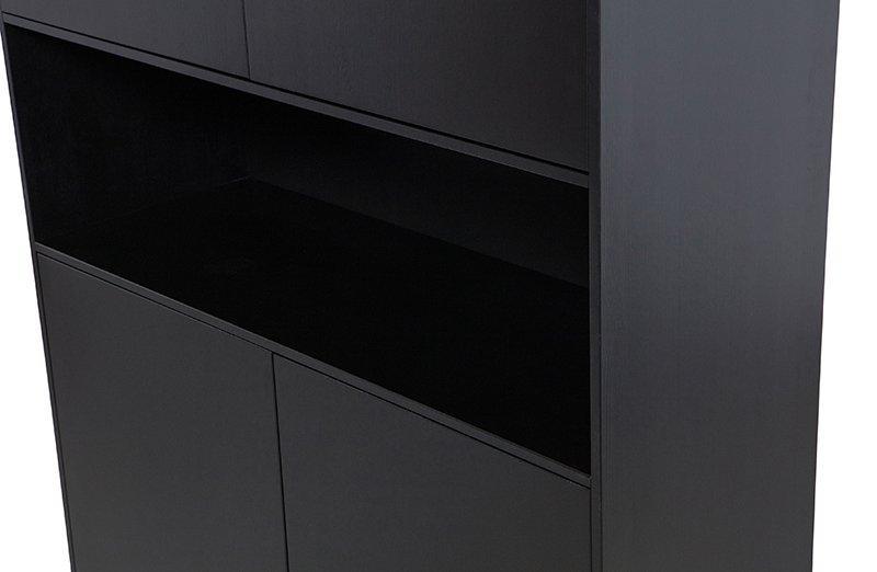 Finca Deep Black Pine Wood Storage Cabinet 110 cm