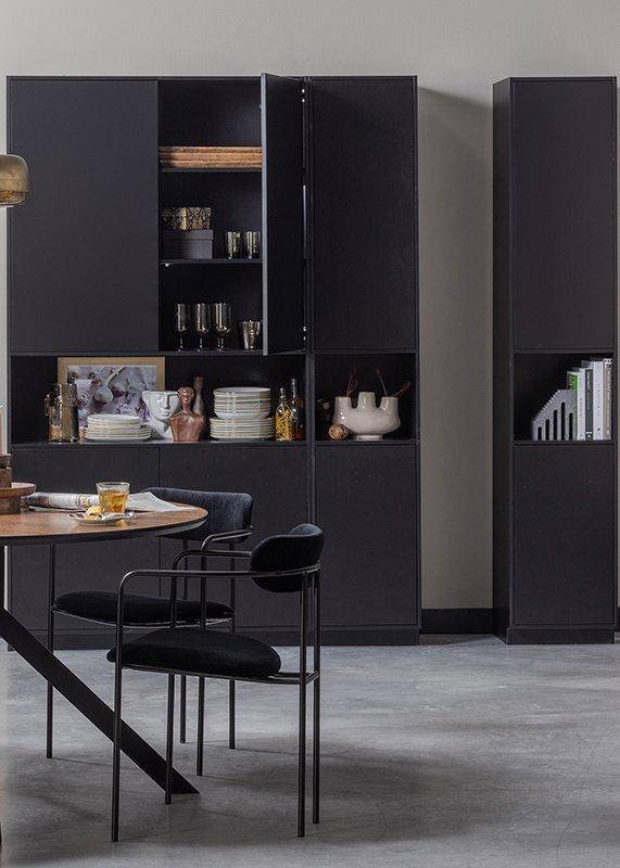 Finca Deep Black Pine Wood Storage Cabinet 110 cm