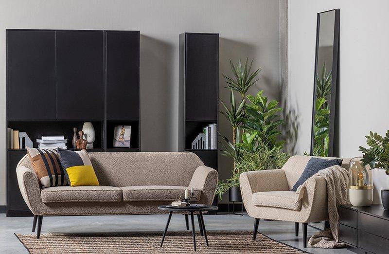 Finca Deep Black Pine Wood Storage Cabinet 40 cm