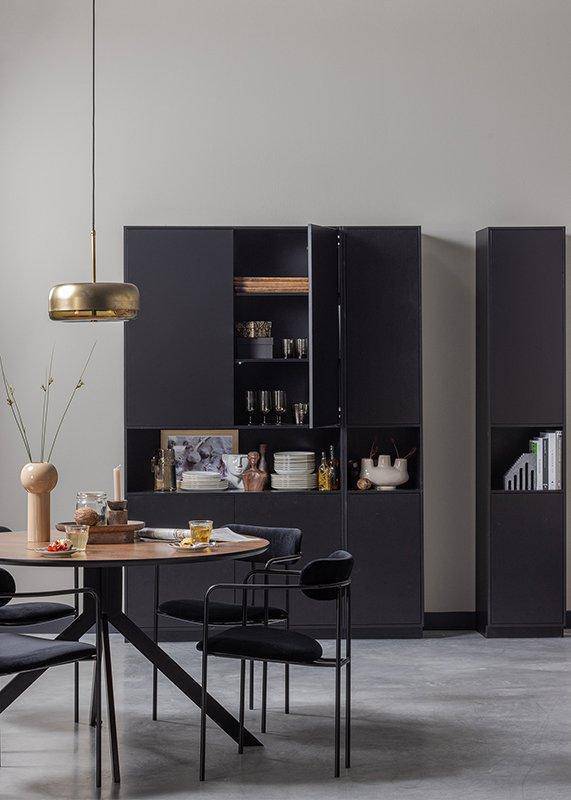 Finca Deep Black Pine Wood Storage Cabinet 40 cm