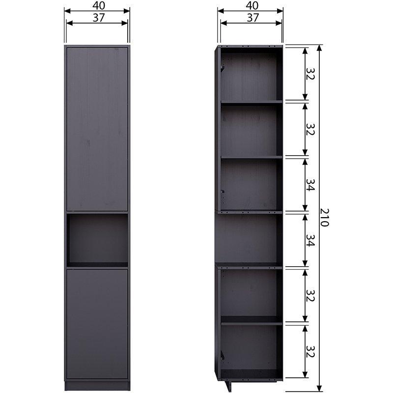 Finca Deep Black Pine Wood Storage Cabinet 40 cm