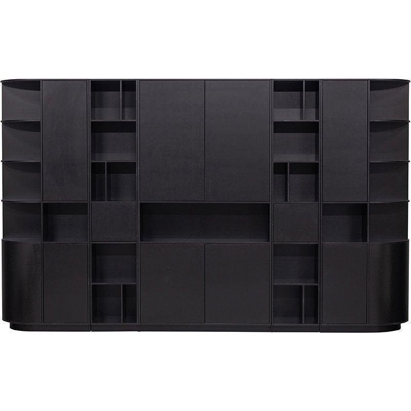 Finca Deep Black Pine Wood Round Storage Cabinet right 78 cm