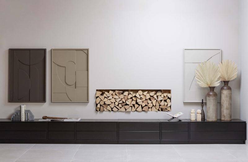 Finca Deep Black Pine Wood TV Cabinet 50 cm