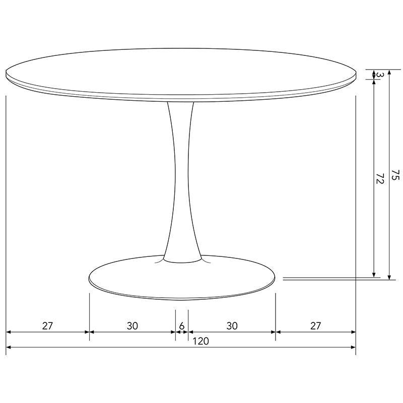 Sammy Black Trumpet Base Round Dining Table